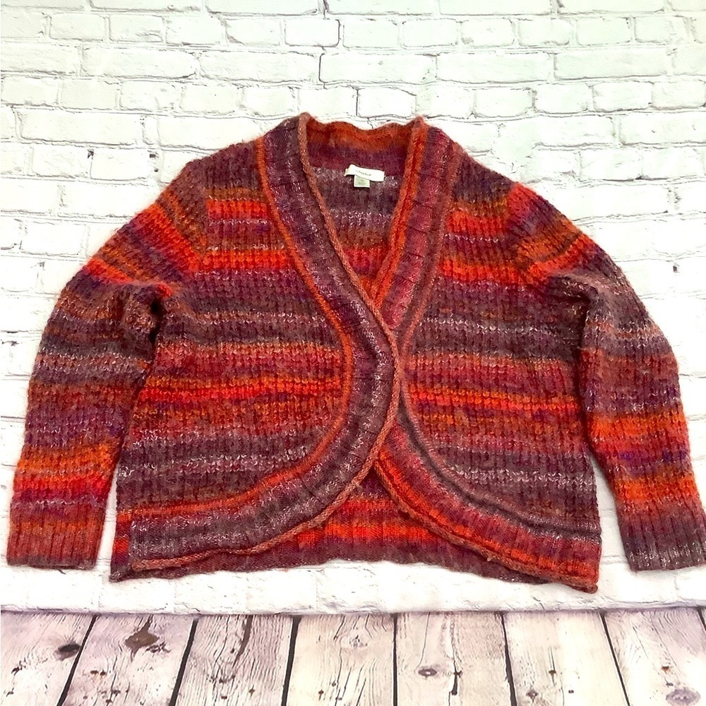 CJ Banks Women’s striped color button front cardigan wool/alpaca blend size 2X